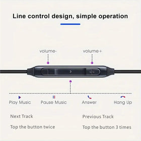 Bhvrtls 3.5 mm jack earphones with inline mic for easy call control.