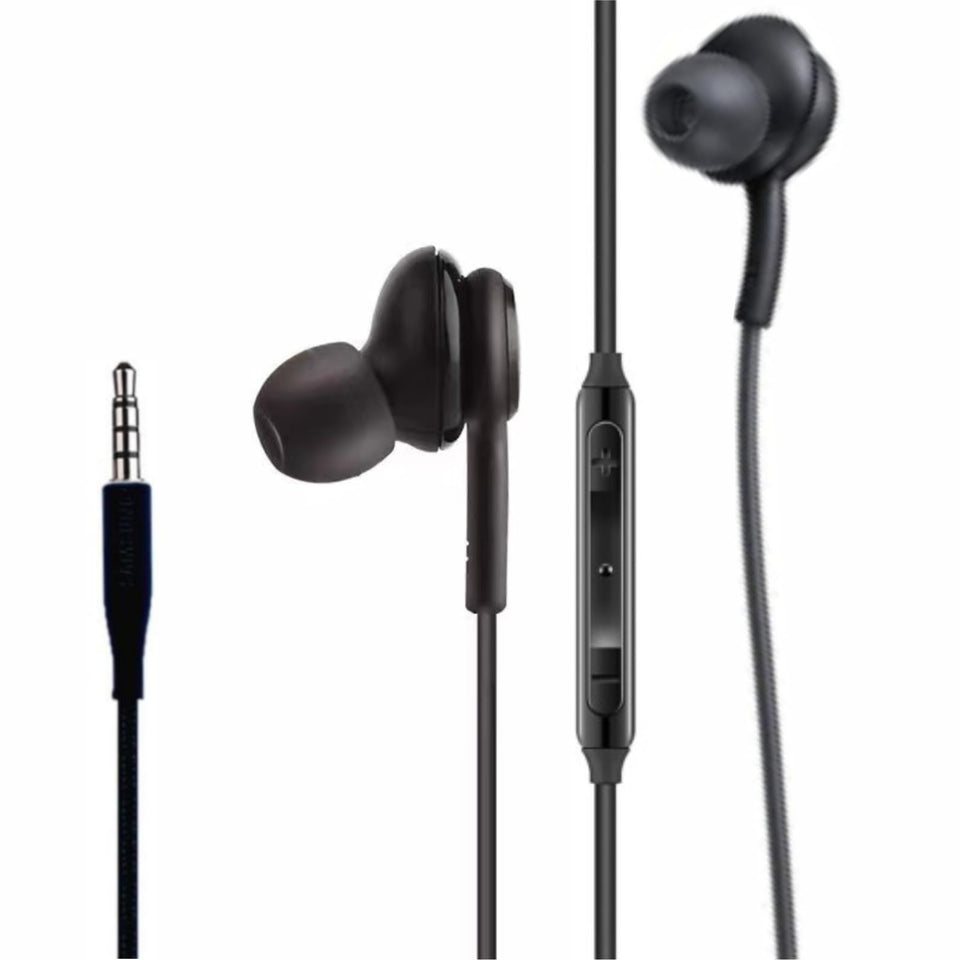 Bhvrtls wired in-ear headphones with mic demonstrate Galaxy compatibility for clear calls.