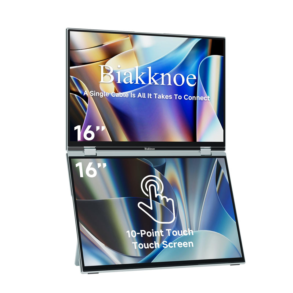 Biakknoe U16 Pro dual monitor on a laptop for expanded multitasking.