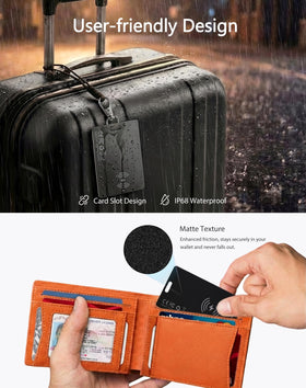 Bialeire card beside keys showing compact size and added anti-loss coverage