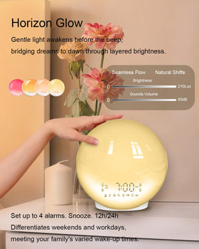 BIB_WJ seven natural sounds and FM radio for flexible wake-ups.