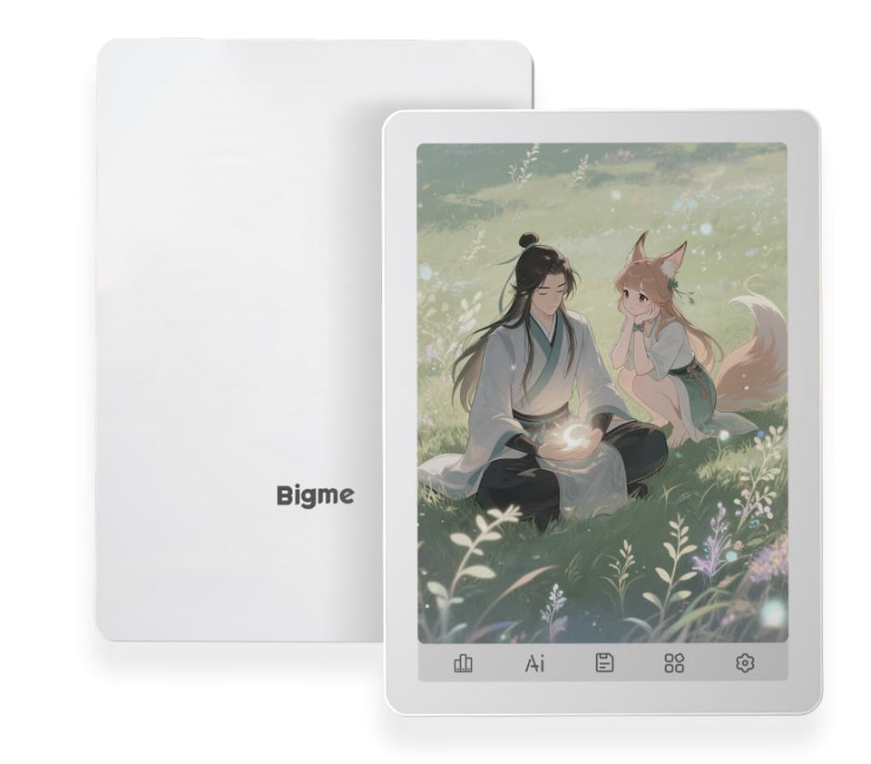 Bigme B6 color e-reader front view, portable and comfortable for long sessions.