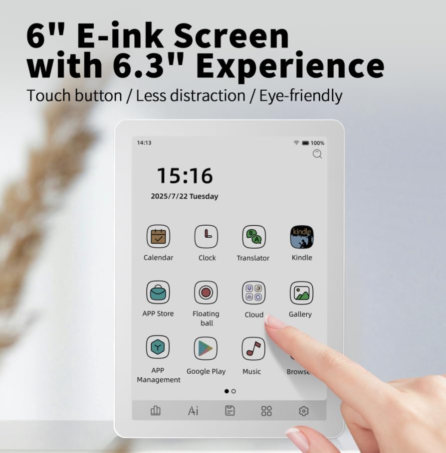 Bigme B6 side view highlights slim, portable profile.