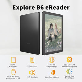 Bigme B6 color eReader back view showing slim 6.98 mm body for portability