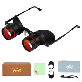 BIJIA front view of hands-free binocular glasses showing compact frame and lenses, clearer stage viewing