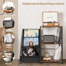 Bikoney 3-Tier Vinyl Storage showing spacious shelves for albums.