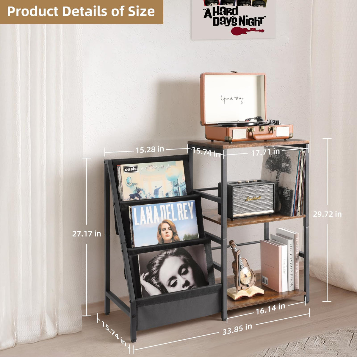 Bikoney End Table Vinyl Rack blends with living room decor.