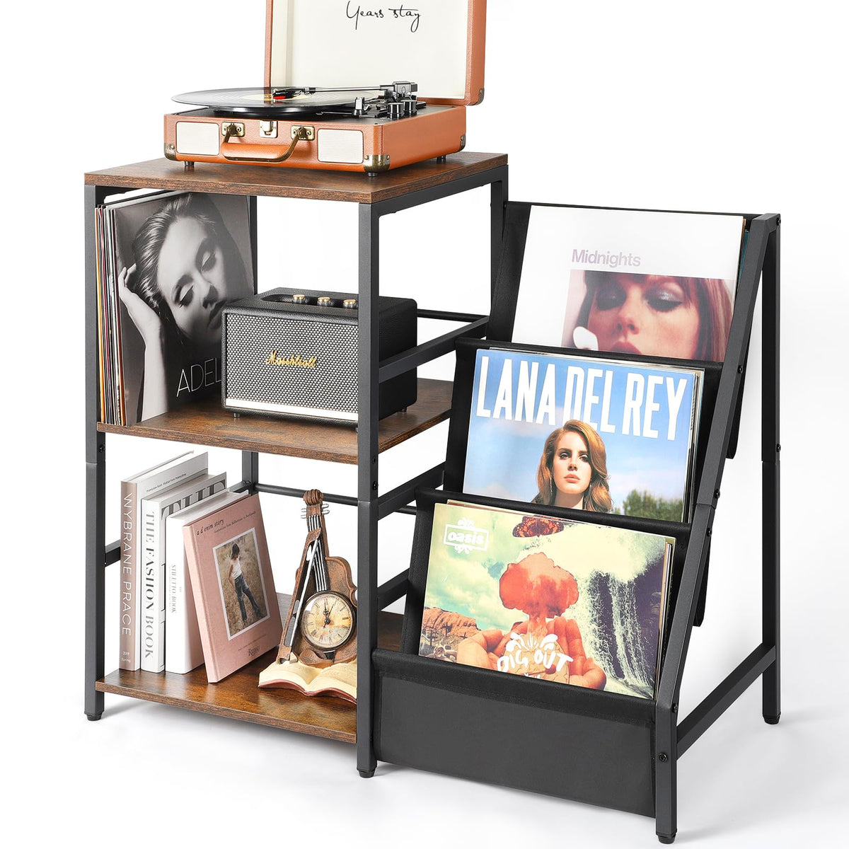 Bikoney Record Player Stand with a sturdy top for varied turntables.
