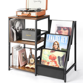 Bikoney Record Player Stand with a sturdy top for varied turntables.