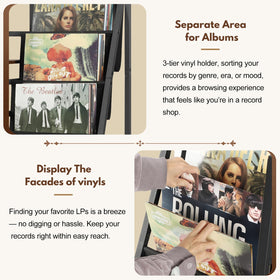 Bikoney sturdy wood and metal frame provides a stable setup for records