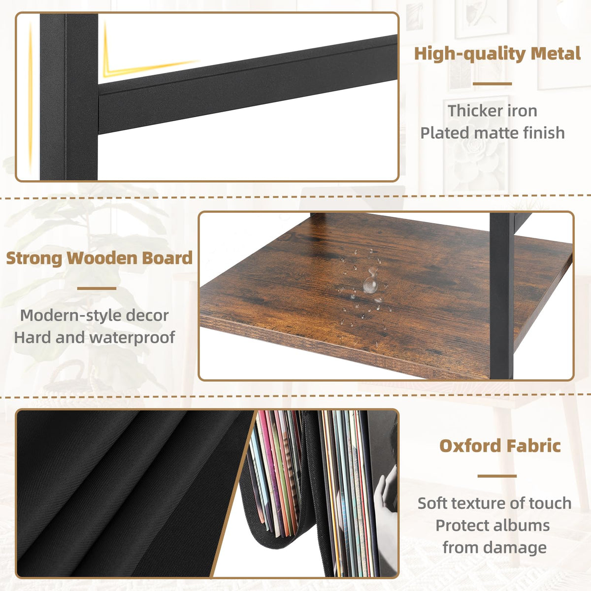 Bikoney Vinyl Record Cabinet organized storage for records and accessories.