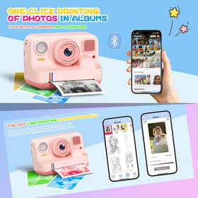BILEBAK Instant Print Camera colored-paper-sample highlights vibrant print effects.