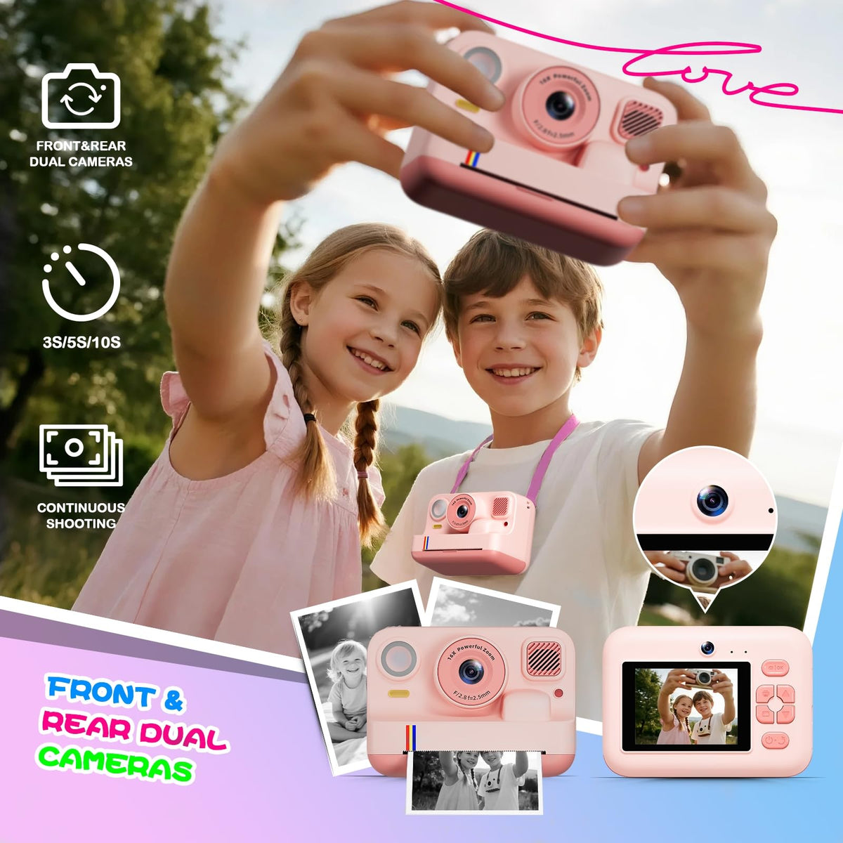 BILEBAK Instant Print Camera diy-decorating photos reveals hands-on creativity.