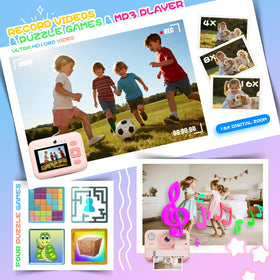 BILEBAK Instant Print Camera included-accessories like lanyard and 32GB card.