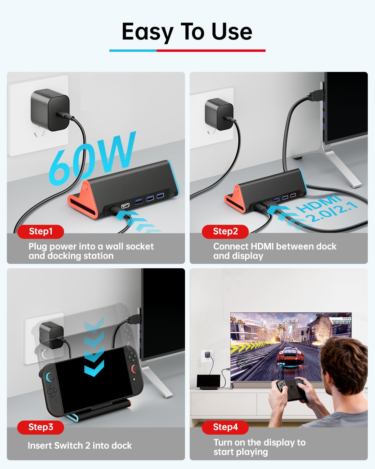 BINBOK VR Switch 2 Dock with built-in protections for safe use.