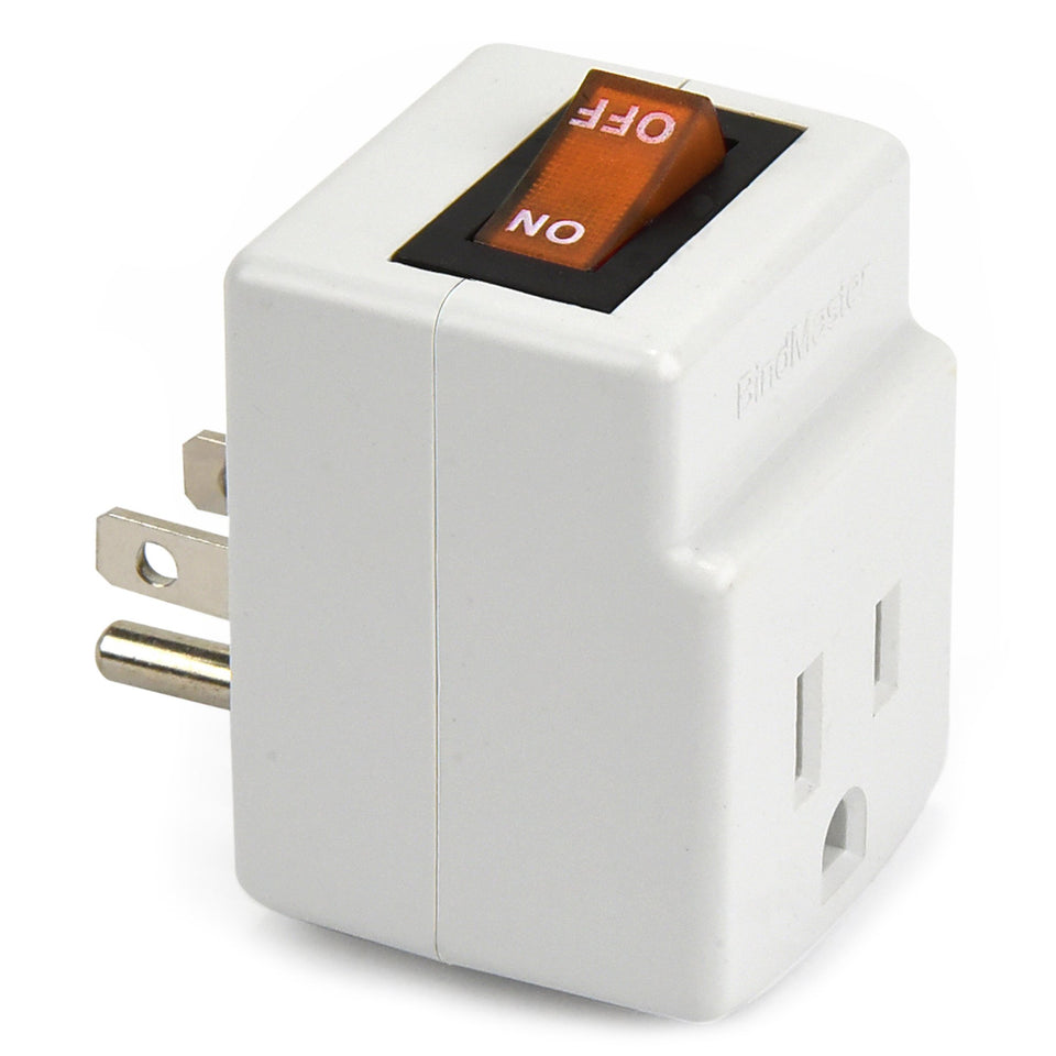BindMaster 3-prong grounded adapter with orange indicator shows power status for easy use.