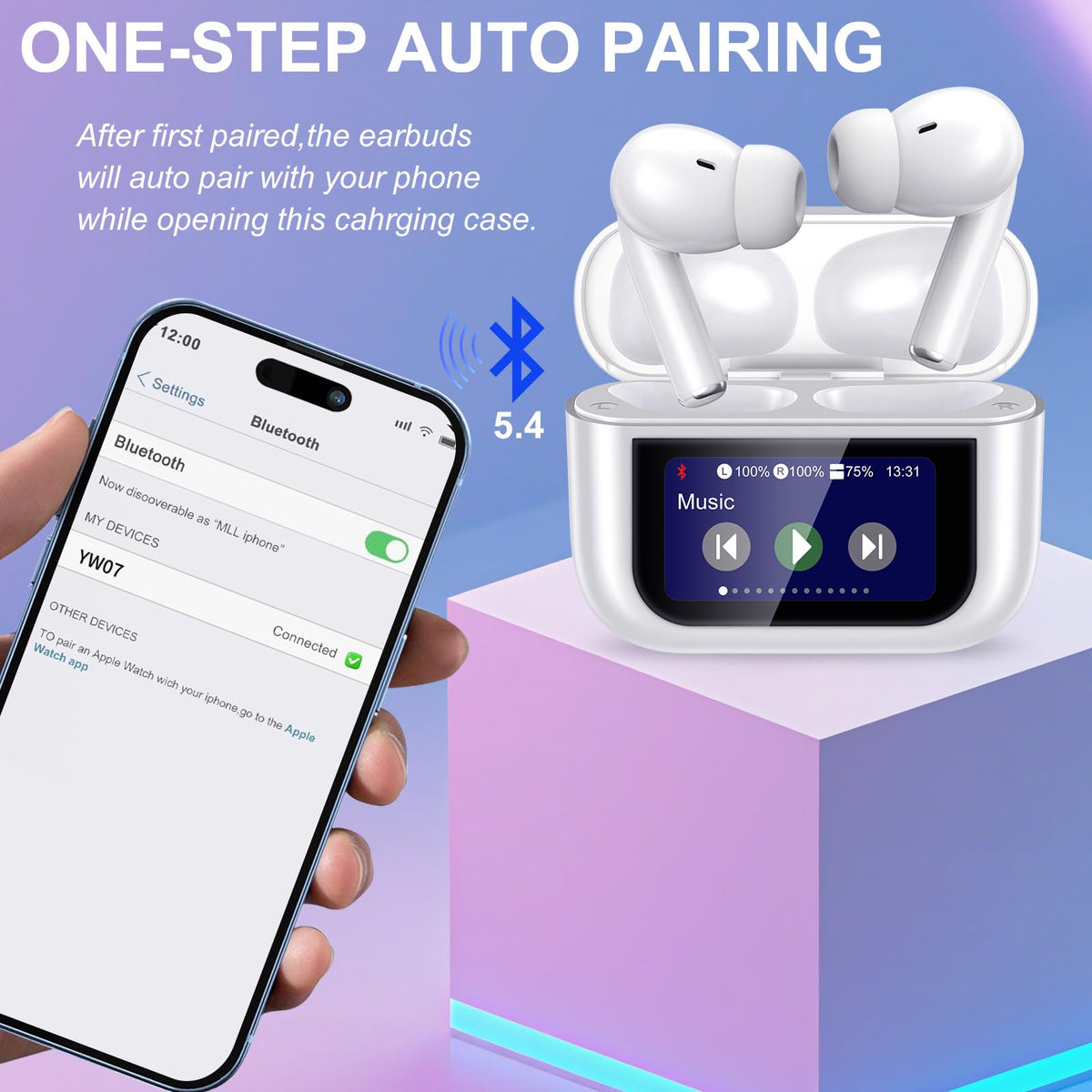 Binineew wireless earbuds support fast USB-C charging for quick power.