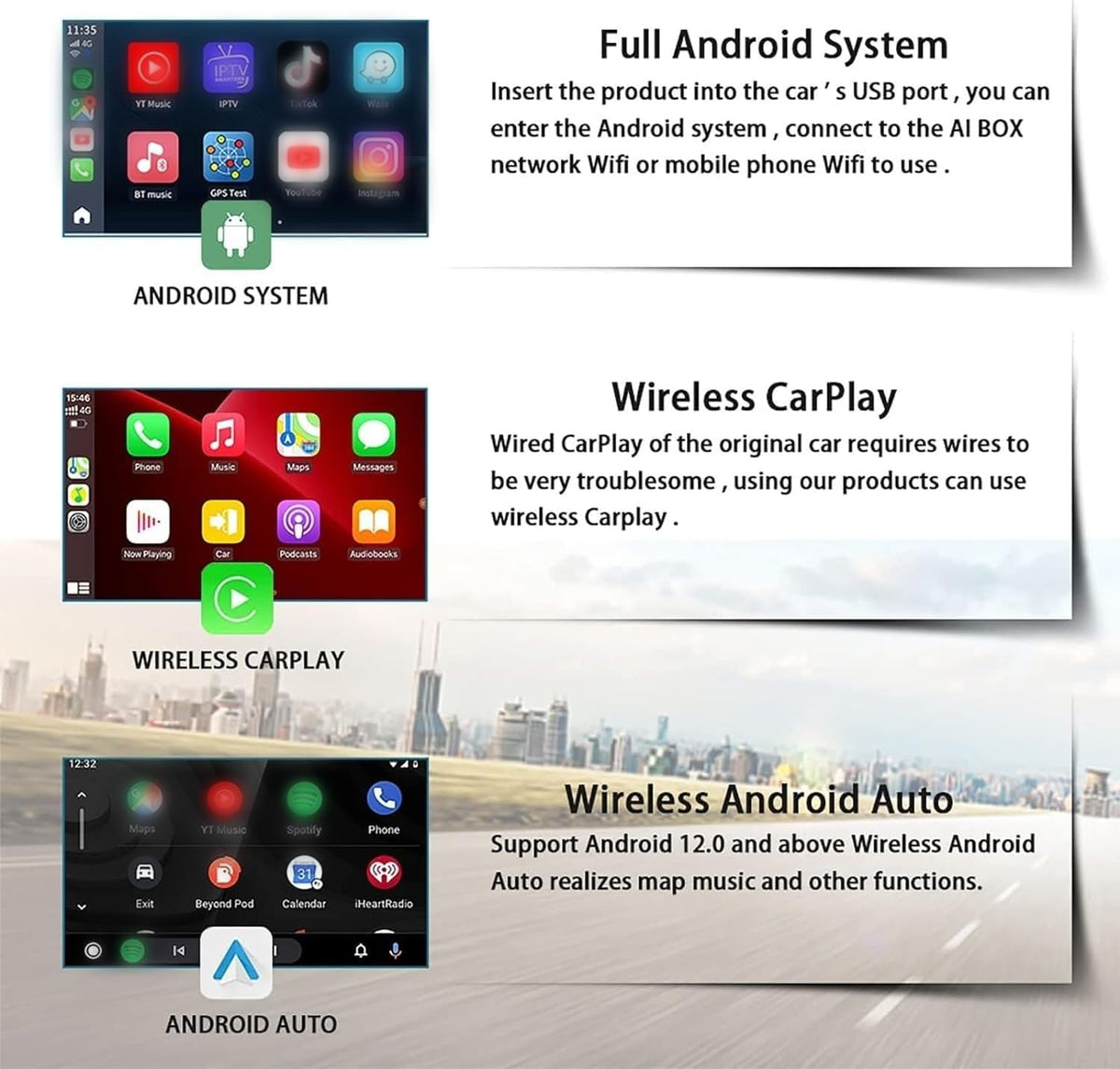 Binize CarPlay AI Box dash installation demonstrating dash integration