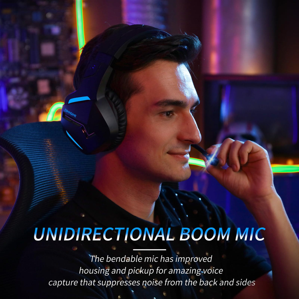 BINNUNE headset connected to PS5 with USB dongle for low-latency play