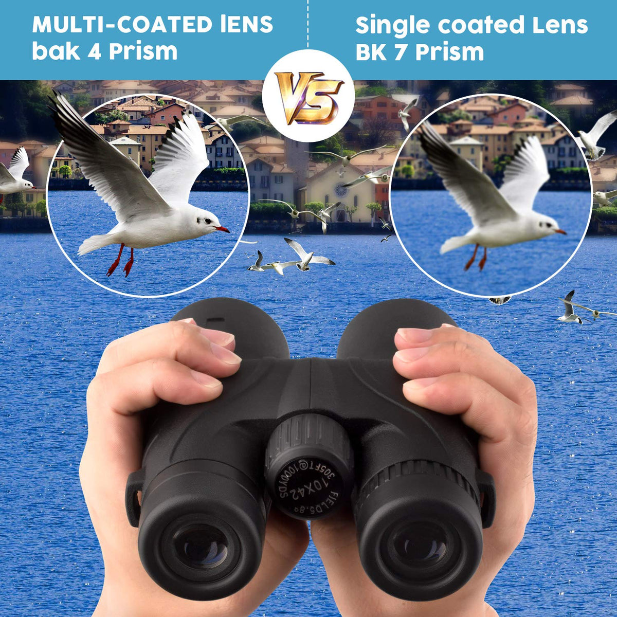 Binoteck eyecups and diopter detail for quick focus and glasses use