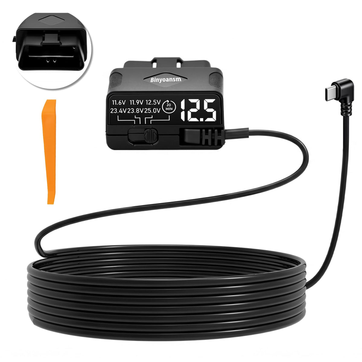 Binyoansm OBD dash cam power cable provides steady power for parking mode