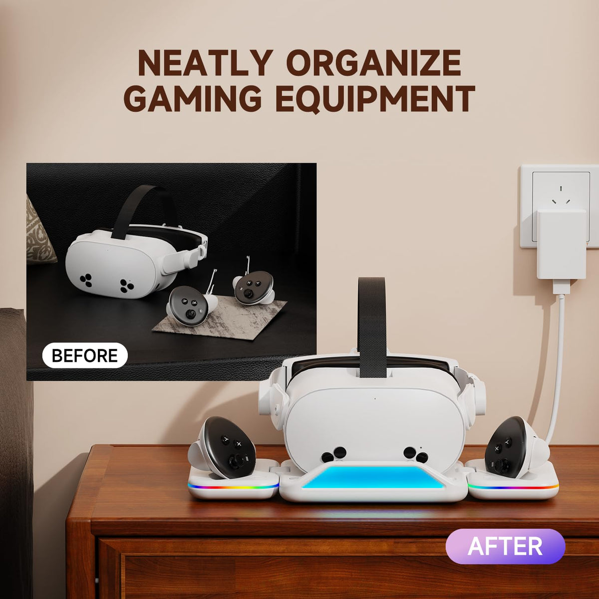 Bioherm RGB Dock creates an organized space for headset and controllers