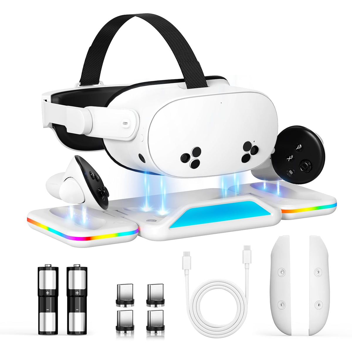 Bioherm RGB Dock for Quest 3S headset-charging keeps your headset ready for next round
