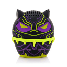 Bitty Boomers Black Panther front view showing Marvel design and portable speaker benefit