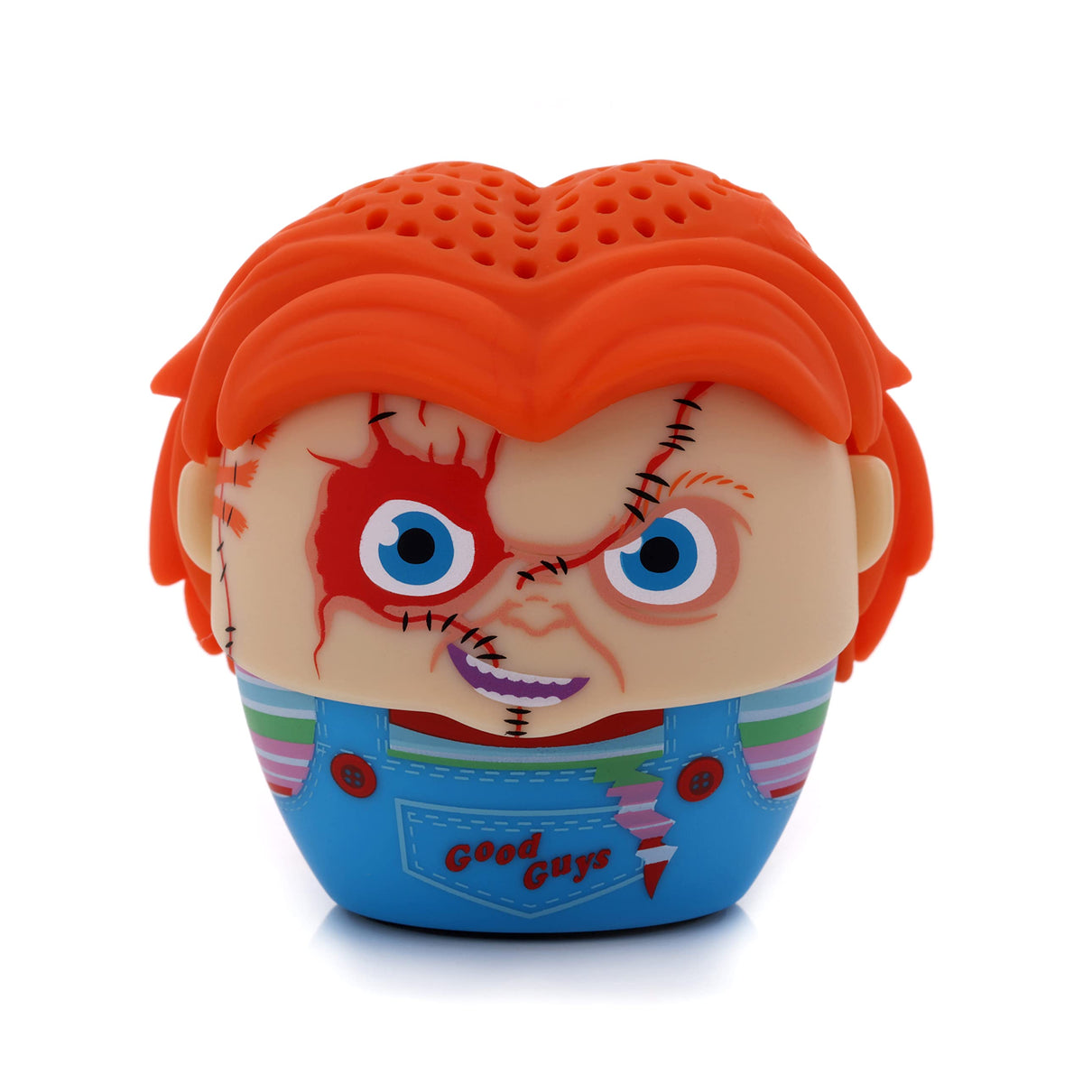 Bitty Boomers Chucky front view in multicolor for portable music on the go.