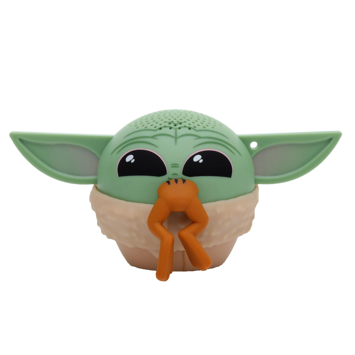 Bitty Boomers Grogu mini speaker with snack for portable listening.