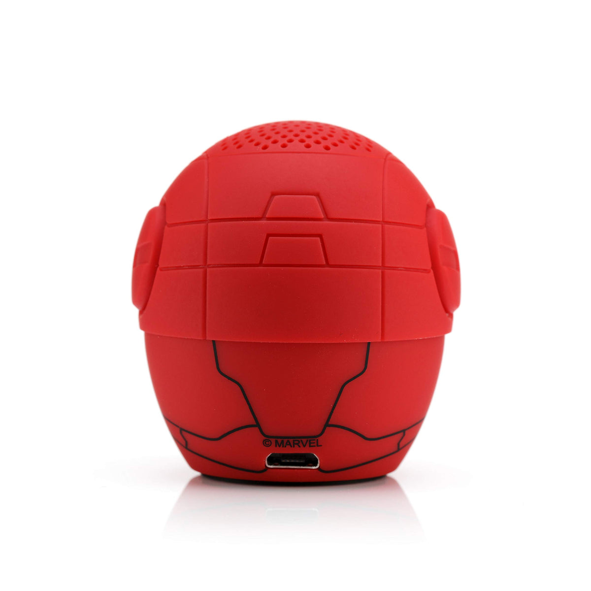 Bitty Boomers Iron Man mini speaker charging port with micro USB access