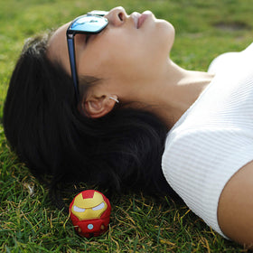 Bitty Boomers Iron Man mini speaker packaging highlights Marvel collaboration