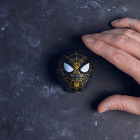 Bitty Boomers Marvel Spider-Man side view highlights portable size and Bluetooth 5.0