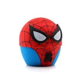 Bitty Boomers Spider-Man mini speaker front view, compact portable music companion.