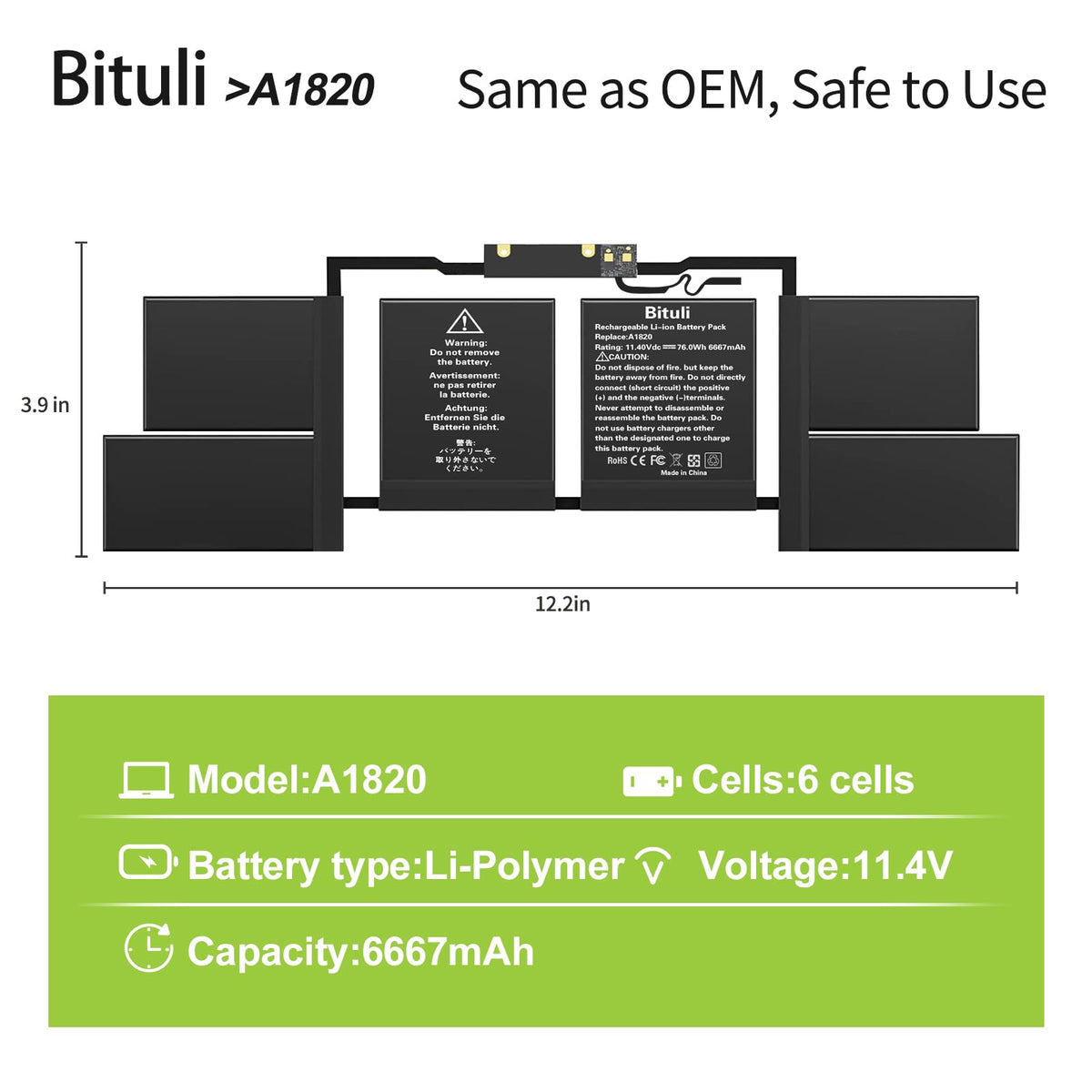 Bituli A1820 connector close-up demonstrating correct fit for MacBook Pro A1707