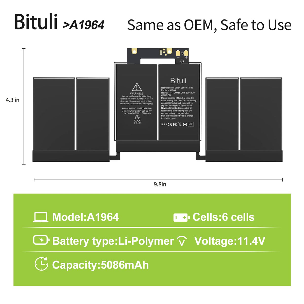 Bituli close-up of battery cells displaying grade-A construction and longevity