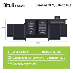 Bituli battery top label close-up showing specifications and safety