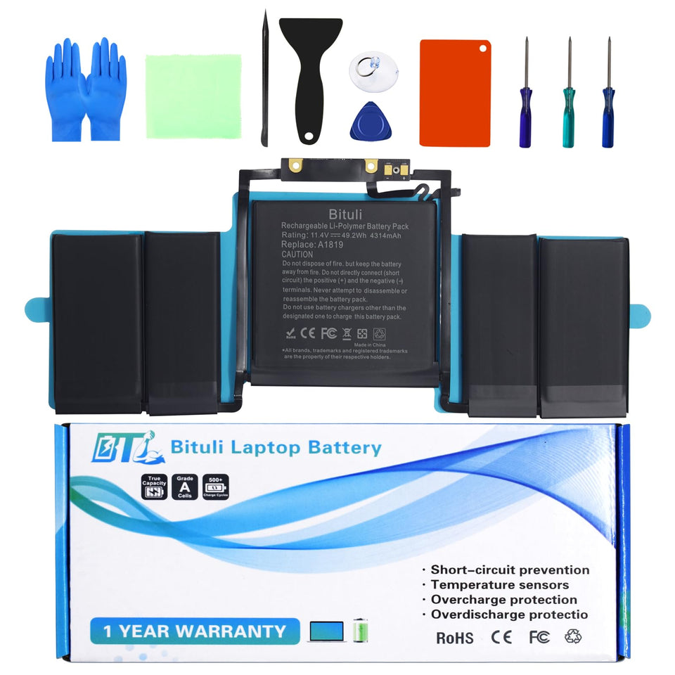 Bituli front packaging for MacBook Pro battery showing model and benefit