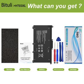 Bituli HT03XL label showing voltage and capacity for easy verification