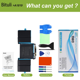Bituli battery in a workspace with MacBook Pro showing restored portable power