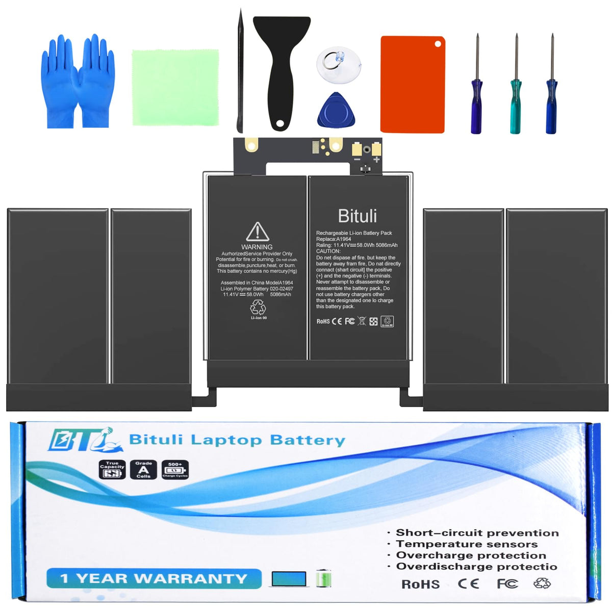 Bituli front view battery showing form factor and reliable replacement fit