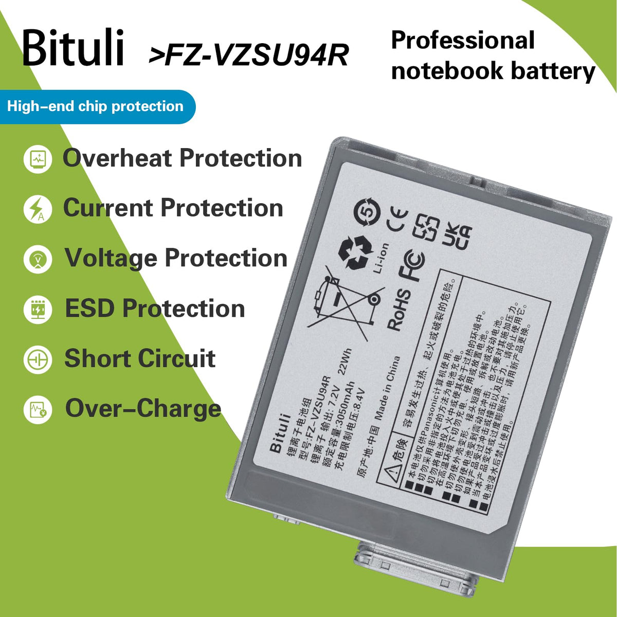 Bituli battery size and scale next to ruler for accurate dimension reference