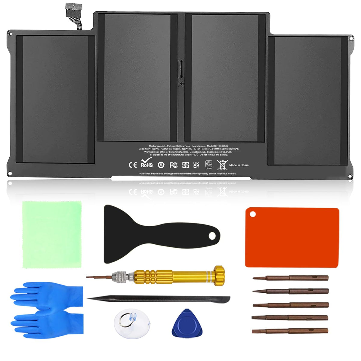 Bituoer A1466 battery front view for extended MacBook Air runtime