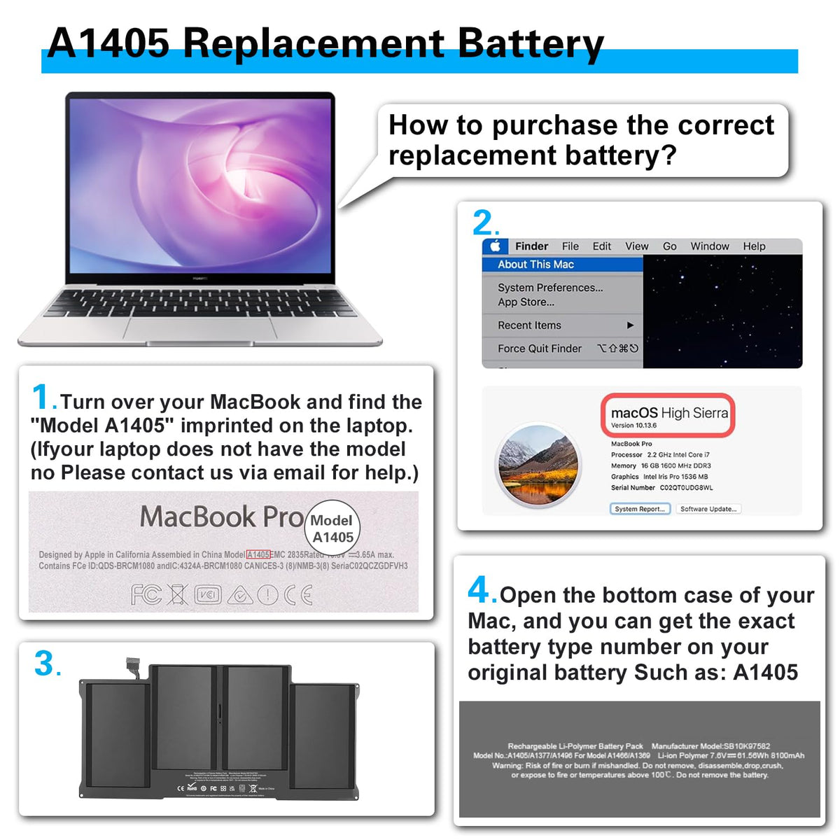 Bituoer A1466 battery packaging ready for fast international shipping