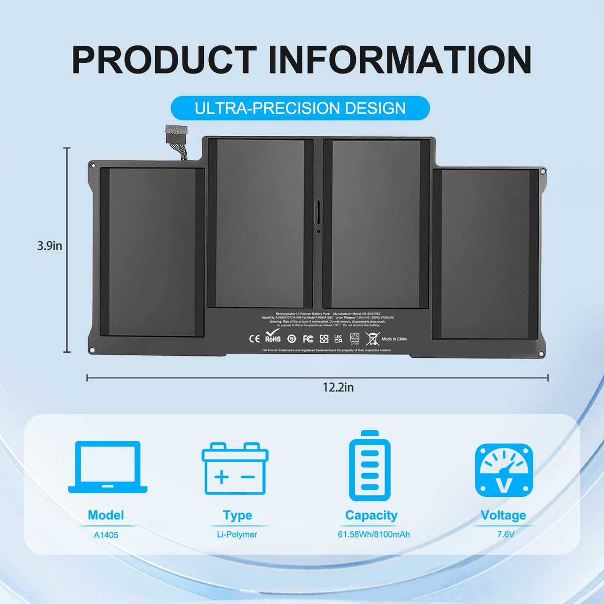 Bituoer A1466 battery side connection for easy replacement