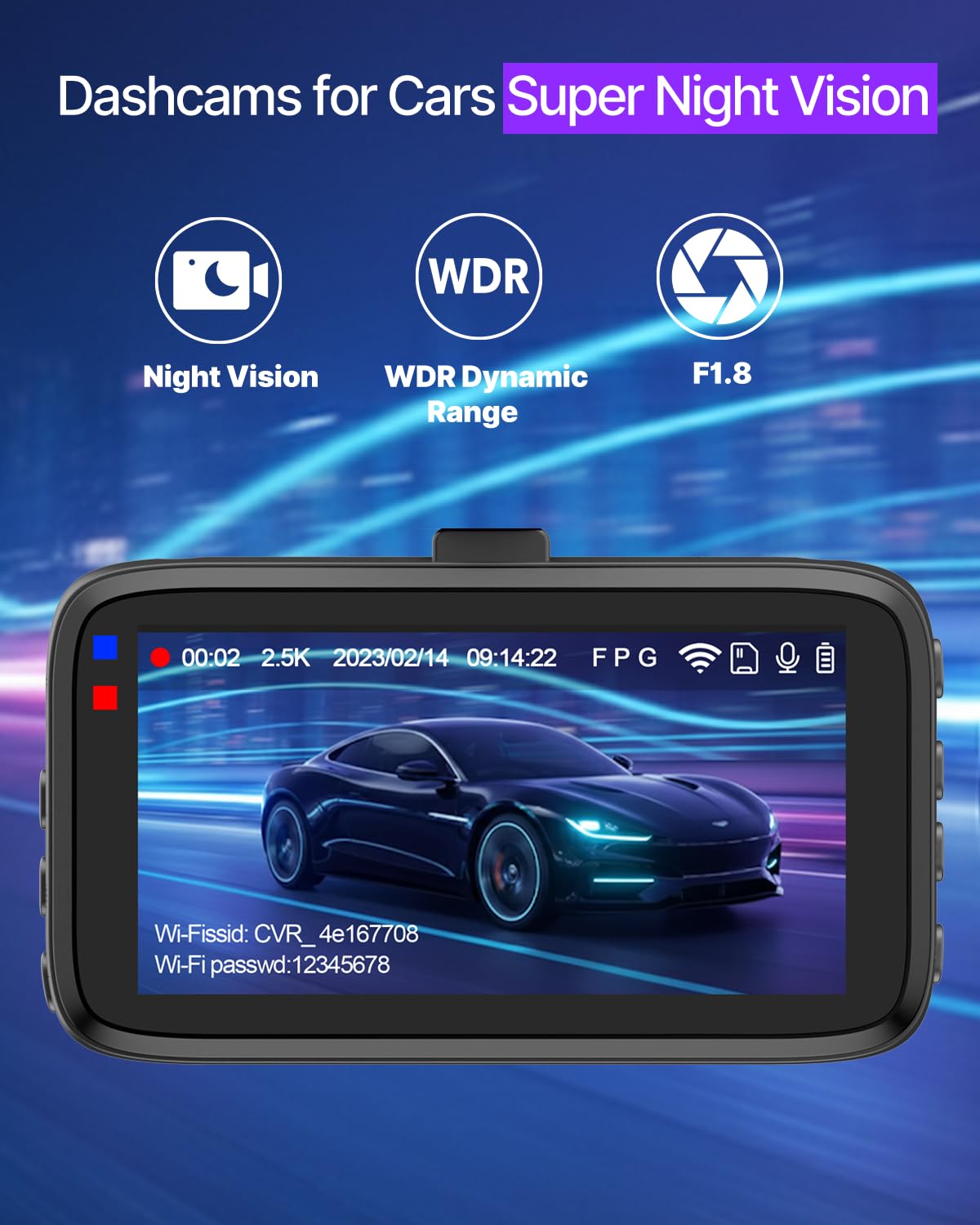 Biuone 3-inch IPS screen displaying recorded footage for easy playback