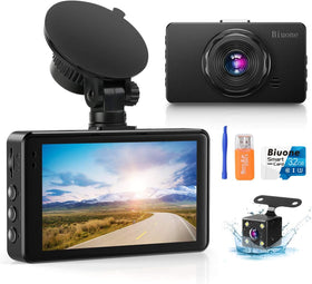Biuone front camera mounted on windshield showing clear road view and easy installation