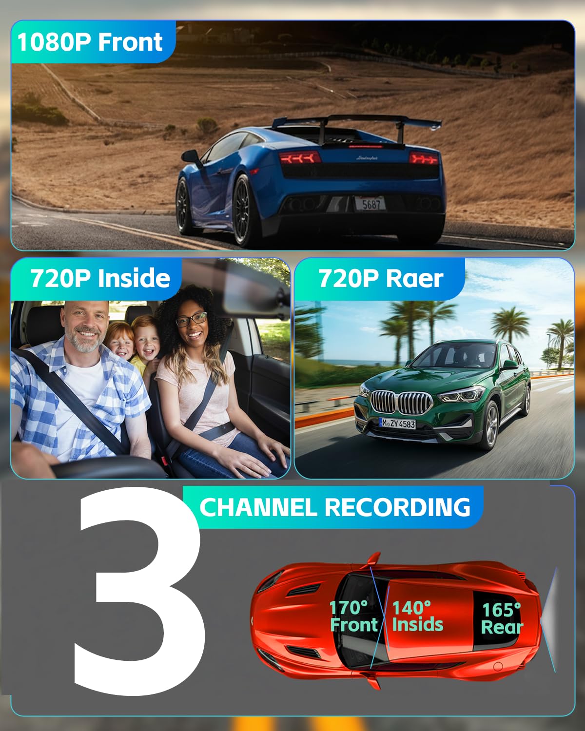 Biuone rear camera compact design protecting rear visibility