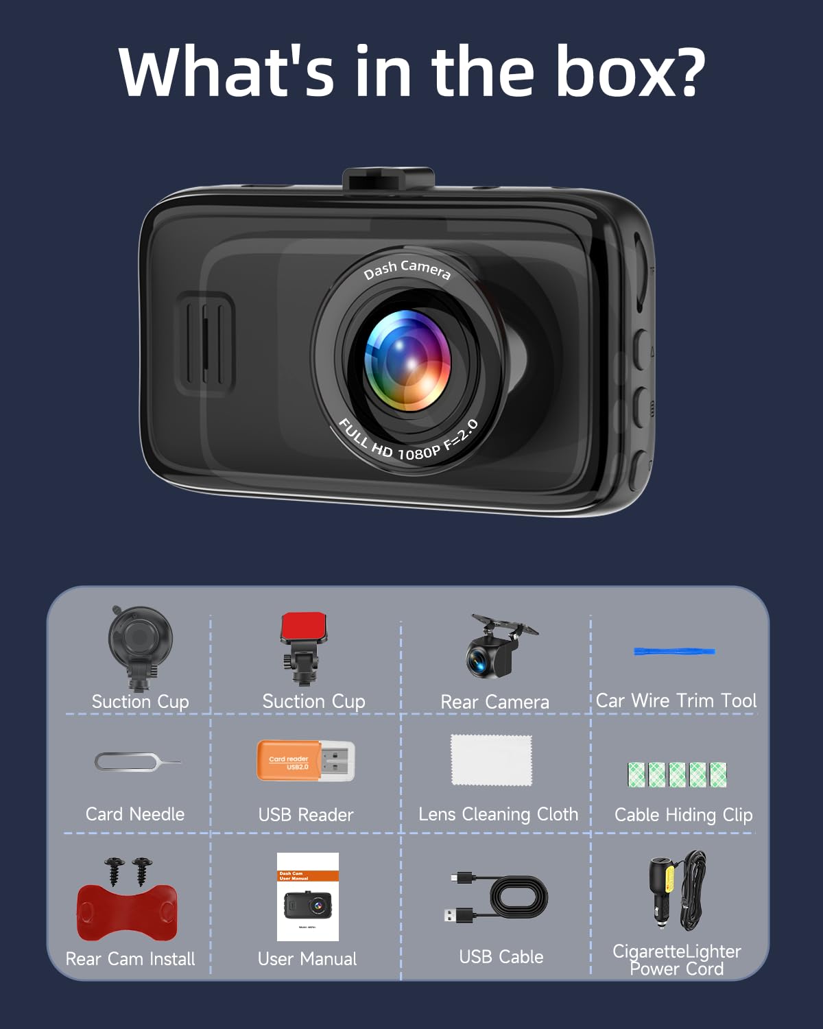 Biuone dash cam next to credit card for compact size and scale advantage