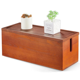 Bivvclaz front view red brown box hiding power strip for tidy spaces